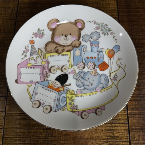 Vtg Baby Plate Customizable 9" Decorative Plate Announcement Baby Shower Gift - Picture 2 of 2